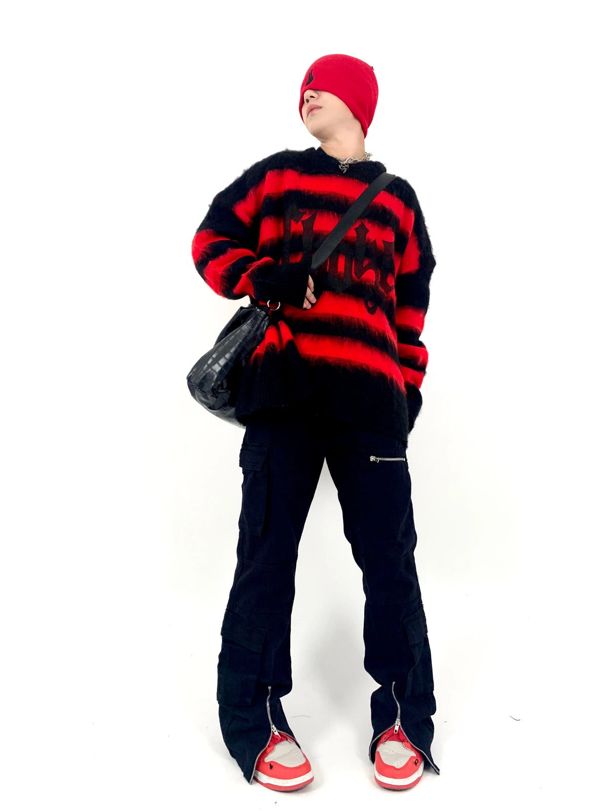 Hip Hop Striped Oversized Sweater Mens Autumn Winter Punk O-neck Long Sleeve Pullover Streetwear Casual Loose Sweaters Clothing Street King Limited