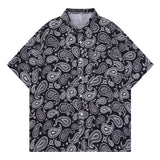 Men Short Sleeve Shirts Paisley Printed Blouses American Retro Oversize Casual Summer Tops High Street Lapel Shirts Unisex Street King Limited