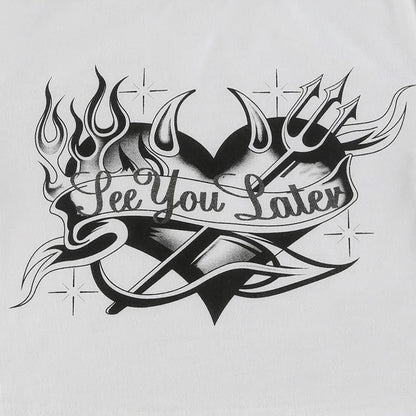 Streetwear Personality Trend Love Graphics Gothic Y2K White Baby Crop Tops American Fashion Harajuku Vintage Chic Women T-shirt Street King Limited