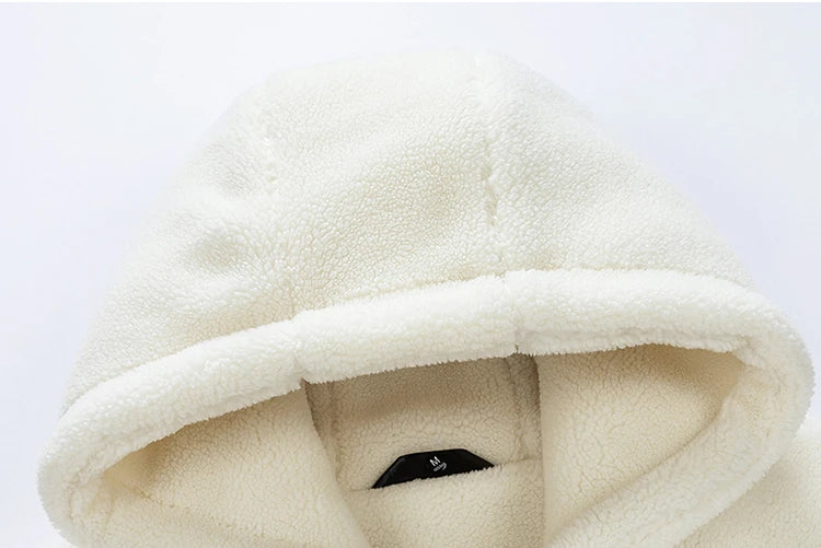 men fleece jackets and coats casual letter embroidery hairy zipper hooded outerwear warm streetwear parkas loose bomber jacket unique default style 3470