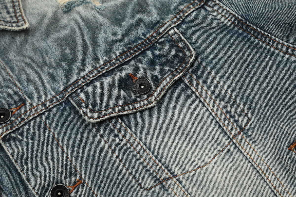 24fw kanye west yzy brand fashion high street heavy weight denim jacket worn quality jacket coat for men unique jeans style 89