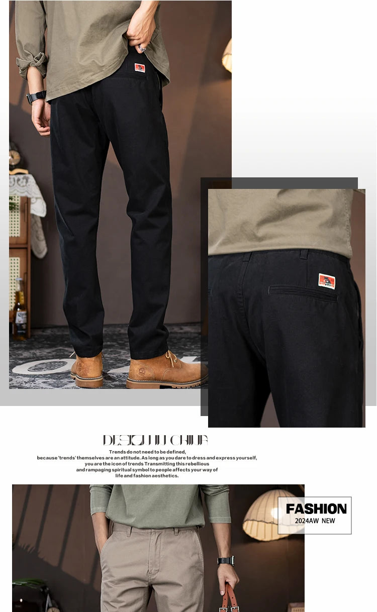 men business casual fashion pure cotton commute pants japanese streetwear amikaji fashion straight cargo pant trouser unique cargo style 1906