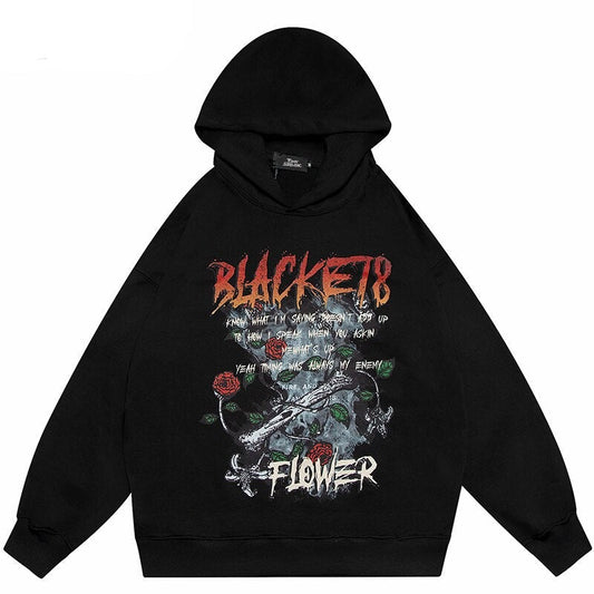 "Black Rose" Unisex Men Women Streetwear Graphic Hoodie Daulet Apparel