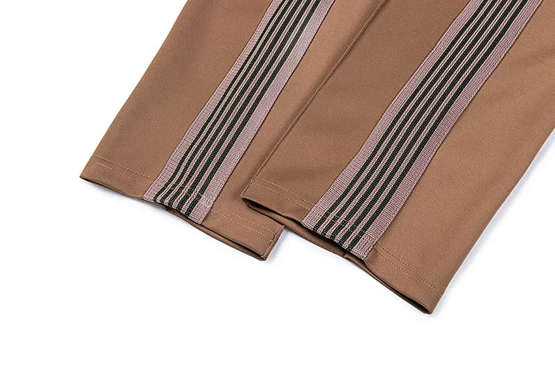 good quality brown motion casual pants men woman lovers trend side edge weaving embroidery drawstring loose trousers unique default style 4815