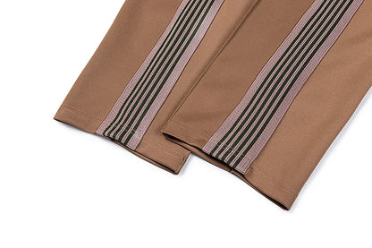good quality brown motion casual pants men woman lovers trend side edge weaving embroidery drawstring loose trousers unique default style 4815