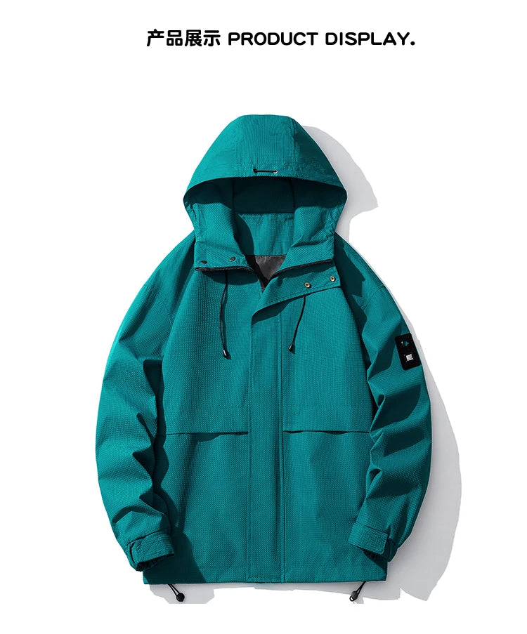 autumn mens lightweight waterproof jacket basic solid colours outdoor clothing daily travel unisex hooded jackets windbreaker unique default style 6165