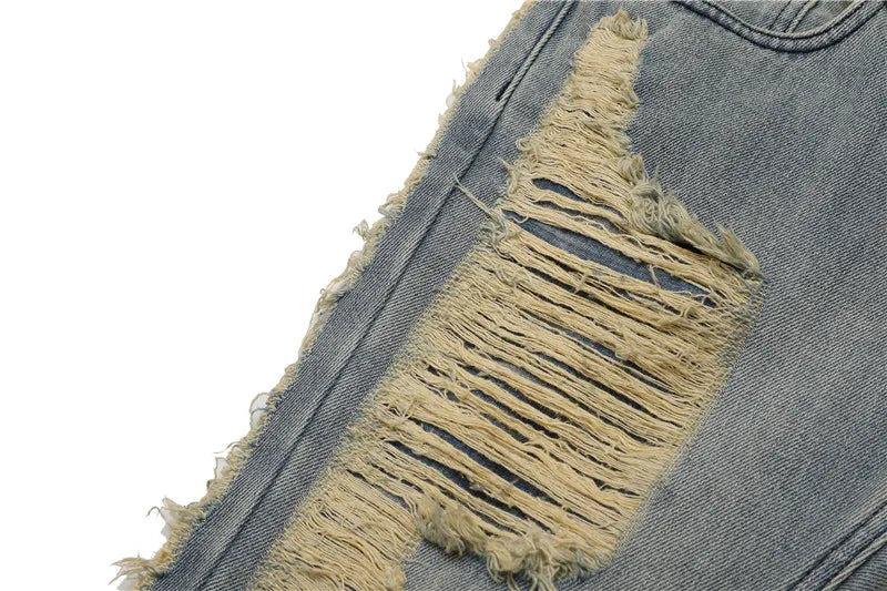 fashion ripped denim jeans mens destoryed holes zipper straight trousers jeans hip hop streetwear new casual joggers jeans pants unique joggers style 2097