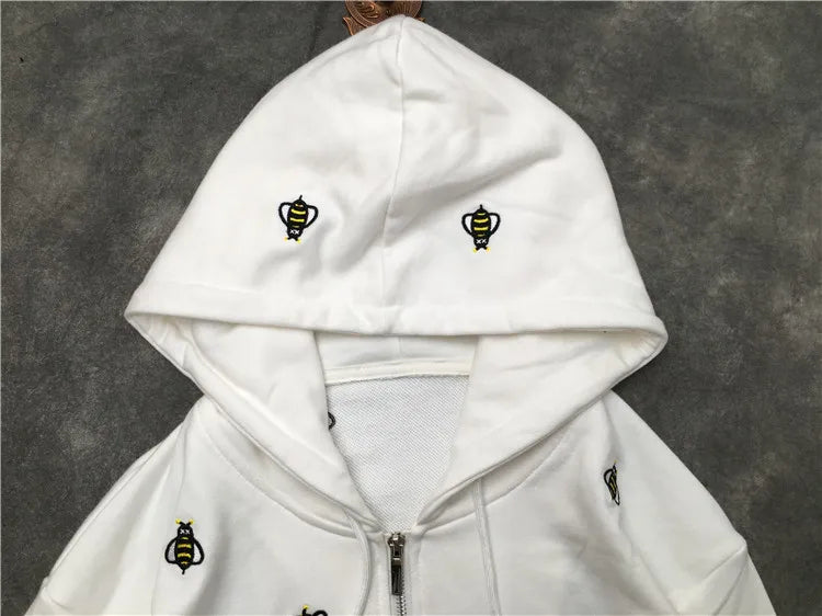 New luxury Men Novelty Embroidery bee Hoodies Hoody hooded Sweatshirts velvet Cotton Drake Thicken Fleece pullover Thicken E03 Street King Limited