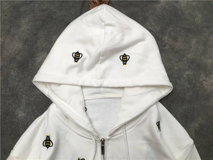 New luxury Men Novelty Embroidery bee Hoodies Hoody hooded Sweatshirts velvet Cotton Drake Thicken Fleece pullover Thicken E03 Street King Limited