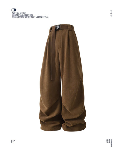 winter mens wide leg straight sweatpants korean fashion warm fleece track pants male casual thermal trousers with long belt unique joggers style 1077