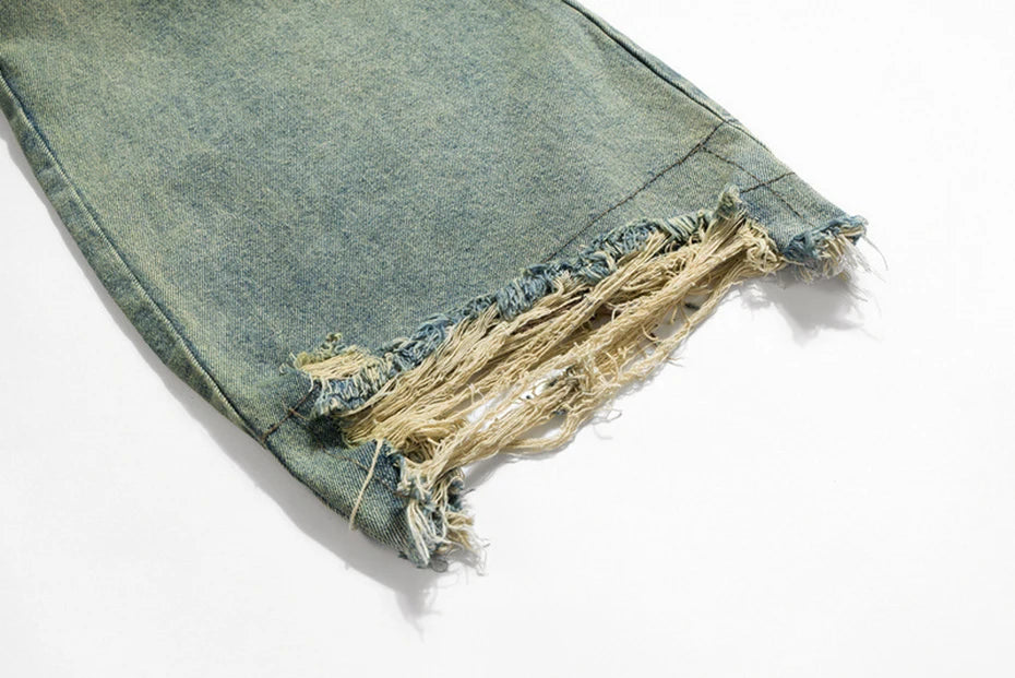 men vintage jeans distressed retro loose straight denim pants 2024 man ro style jeans trousers unique jeans style 831