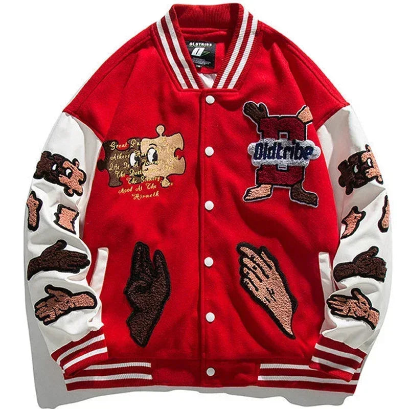solid color embroidered letter jacket baseball uniform couple wear harajuku style casual loose high street y2k patchwork jacket urban fashion pants