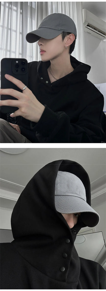 Streetwear Autumn Fleece Button Up Neck Hip Hop Sweatshirts For Men Solid Color O Autumn Fleece Button Up Neck Hip Hop Sweatshirts For Men Solid Color Oversized Y2K Hoodies High Street Fashion Hooded Tracksuit Fashion Sweater Jacket With Graphic Design For Men