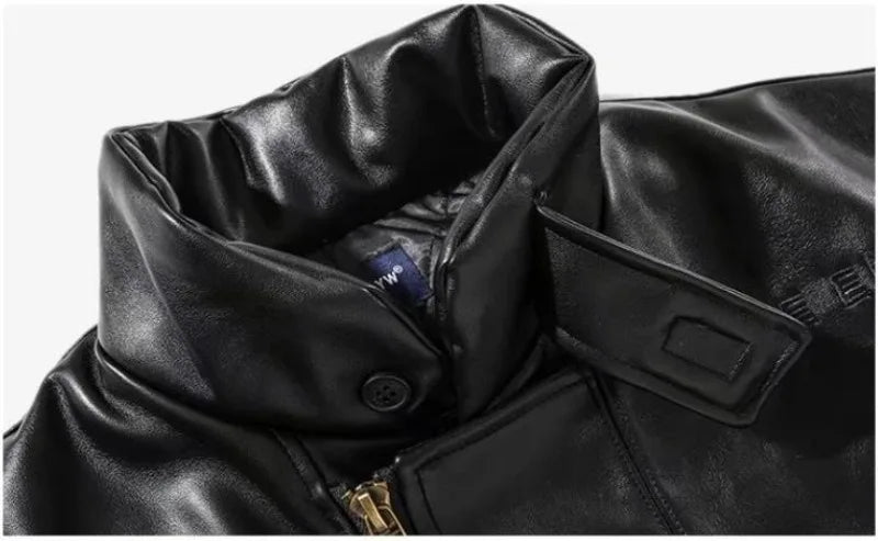 japanese street motorcycle set men thickened stand collar hip hop leather jacket harajuku casual pants 2 pcs bomber suit 2023 unique default style 4345