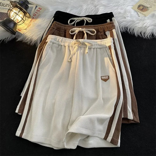 2025 summer casual y2k shorts for men american retro loose straight short pants fashion strip contrasting color gym shorts summer street shorts