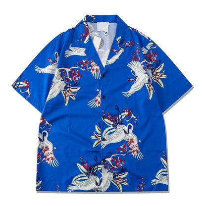 "Blue Crane" Unisex Men Women Streetwear Graphic Shirt Daulet Apparel