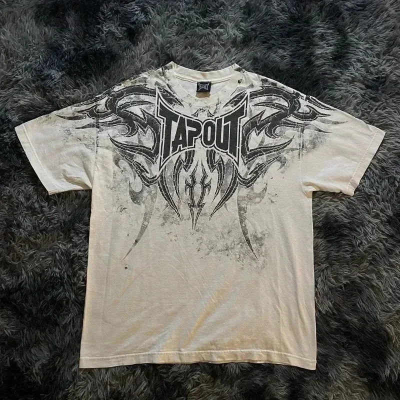 Street Y2K New Fashion Pattern Printing Spot Cotton T-shirt Men Harajuku Hip Hop Retro Joker Short Sleeved Couple Casual T-shirt Street King Limited