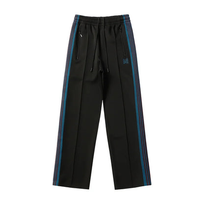 sea blue casual pants men woman loose comfortable side edge weaving stripe embroidery drawstring joggers sweatpants unique joggers style 5035