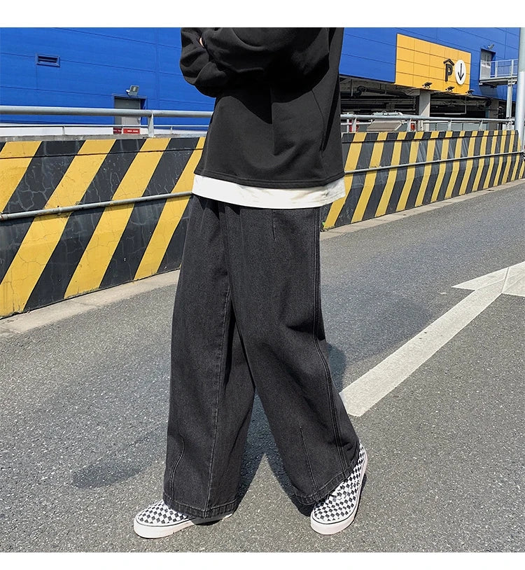 Men Wide Leg Jeans Loose Straight Baggy Denim Pant Men's Women's Streetwear Skateboard Pants Oversized Hip Hop Casual Trousers Street King Limited