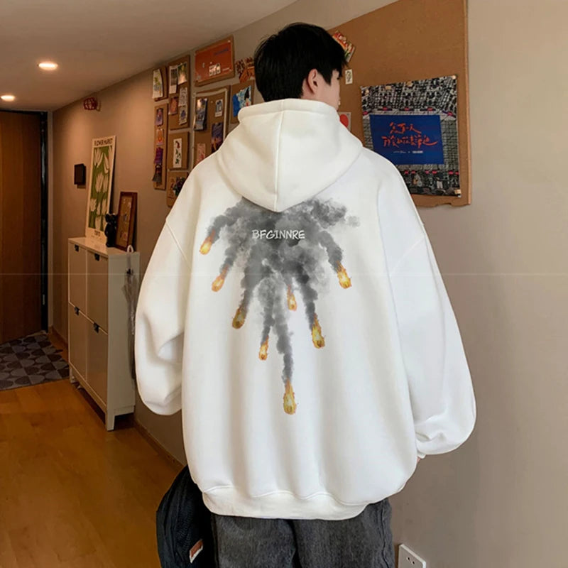 New Anime Meteorite Fall Graphic Printed Hooded Sweatshirts Hombre Hip Hop Streetwear Clothes Loose Y2K Vintage Pullover Hoodies Street King Limited