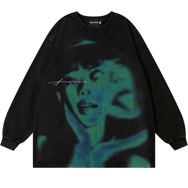 "Fading Away" Unisex Men Women Streetwear Graphic Sweatshirt Daulet Apparel