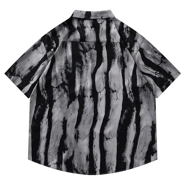 Men Hawaiian Shirts Ink Tie-dye Striped Short Sleeve Blouse Vintage Chinese Style Shirt Summer Beach Holiday Tops Unisex Street King Limited