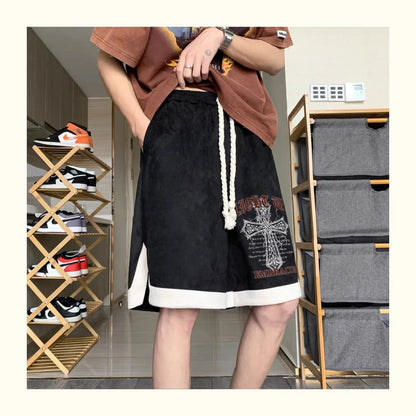 high street hip hop men and women summer personalized capris american trendy letter printing loose sports casual shorts y2k unique shorts style 4594