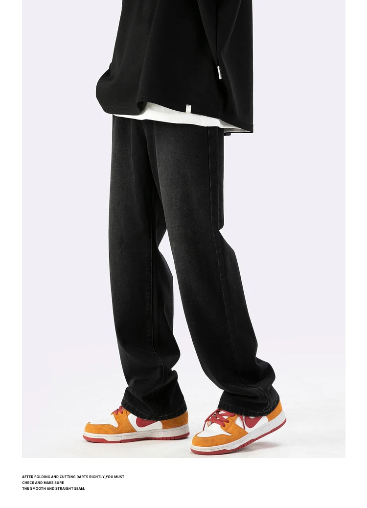 fashion loose streetwear denim basic pants unisex casual zipper jean pant hip hop trousers joggers men straight jeans traf homme unique joggers style 1394