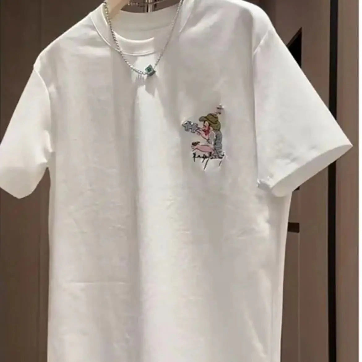 American hip-hop personality starry sky print round neck short sleeved men and women summer trend loose casual T-shirt top y2k Street King Limited