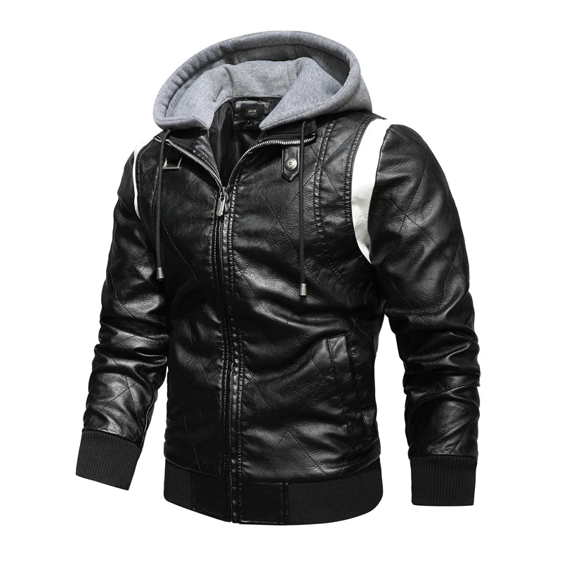 Autumn Winter Bomber Leather Jacket Men Scorpion Embroidery Hooded Jacket PU Leather Motorcycle Mens Ryan Gosling Drive Jacket Street King Limited