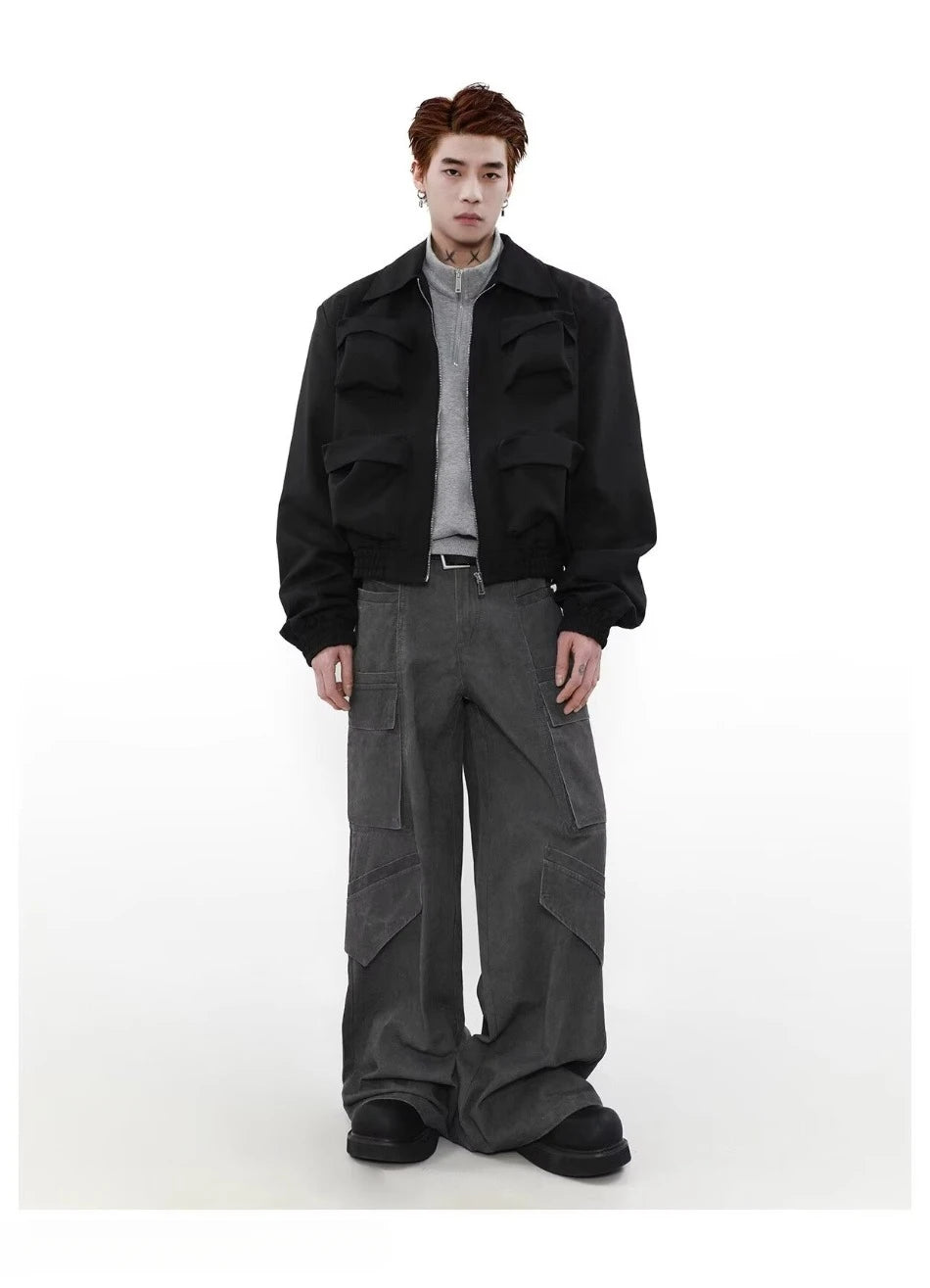 spring american pilot jacket mens street trend three dimensional multi pockets shoulder padded coats high street outwear unisex unique default style 3149