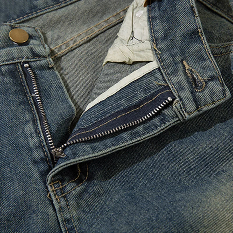 Men Baggy Straight Jeans Y2k Vintage Multiple Pockets Cargo Pants Japanese Streetwear Hip Hop Fashion Denim Trousers Unisex Street King Limited