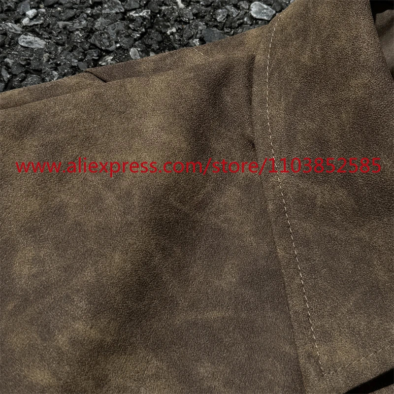 autumn and winter vintage long sleeved leather jacket american heavy duty motorcycle high street short style distressed lapel unique shorts style 1218