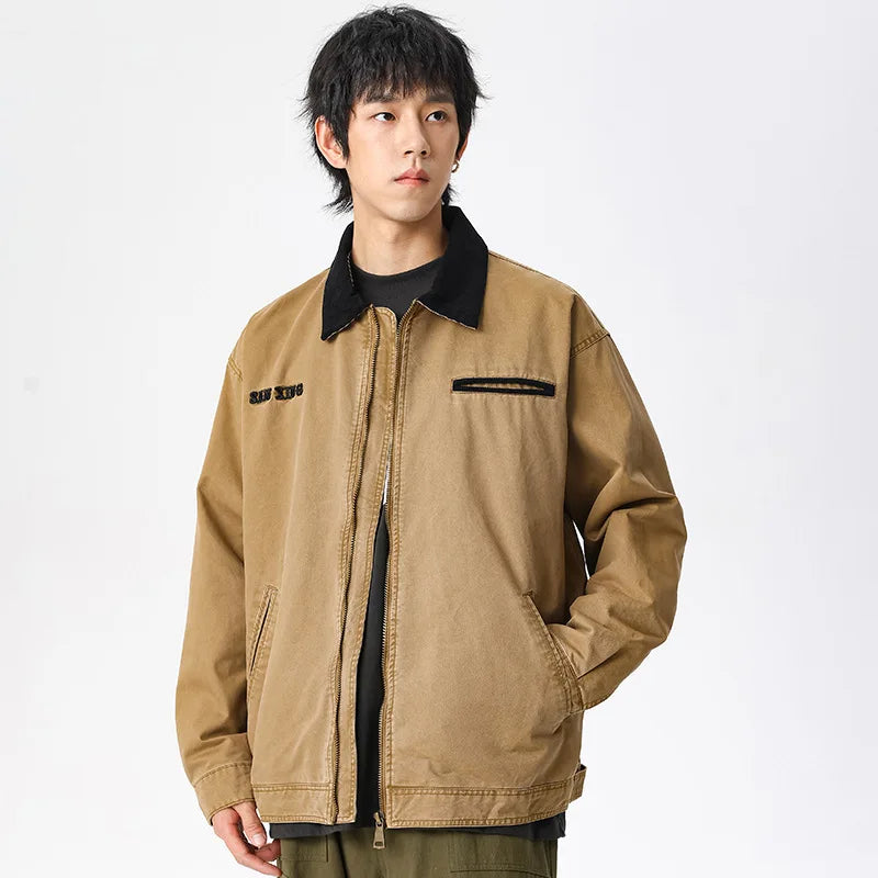 american vintage washed mountain outdoor high street detroit jacket men japan korea fashion loose casual cargo jacket coat combat utility trousers