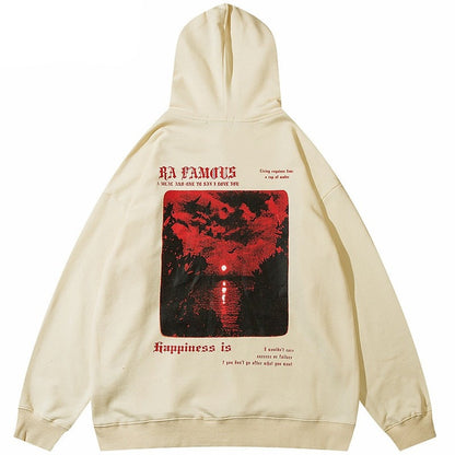 "Red Clouds" Unisex Men Women Streetwear Graphic Hoodie Daulet Apparel