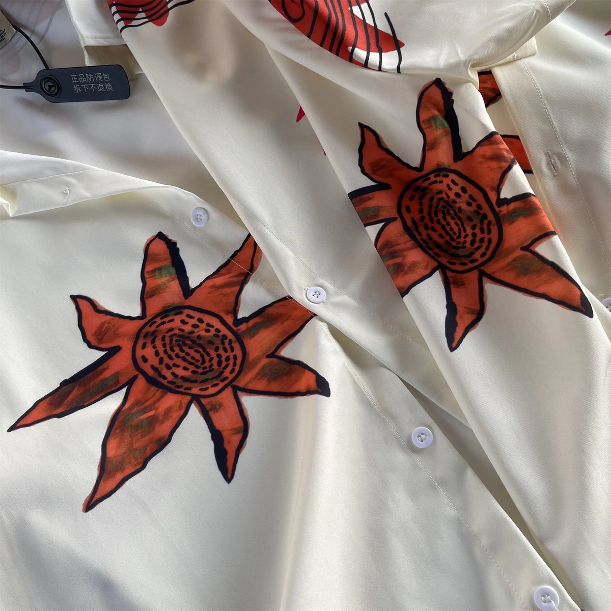 24SS Vintage Retro Starfish Direct Print High-Street Casual Beach Style Quality Short Sleeve Shirt Street King Limited