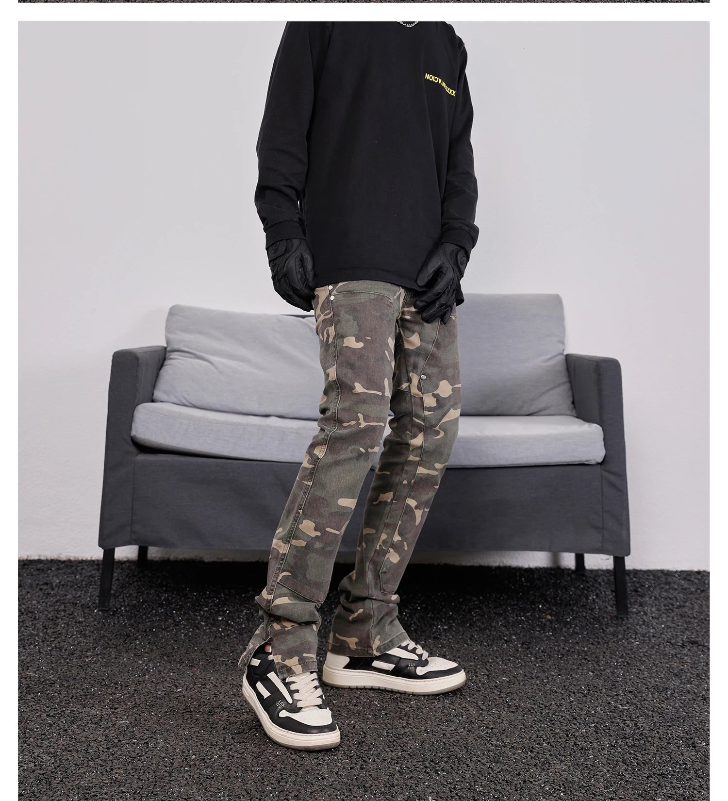 mens hip hop streetwear denim pants fashion camouflage pants 2023 harajuku cotton zipper joggers slim fit jeans trousers pants unique joggers style 1711