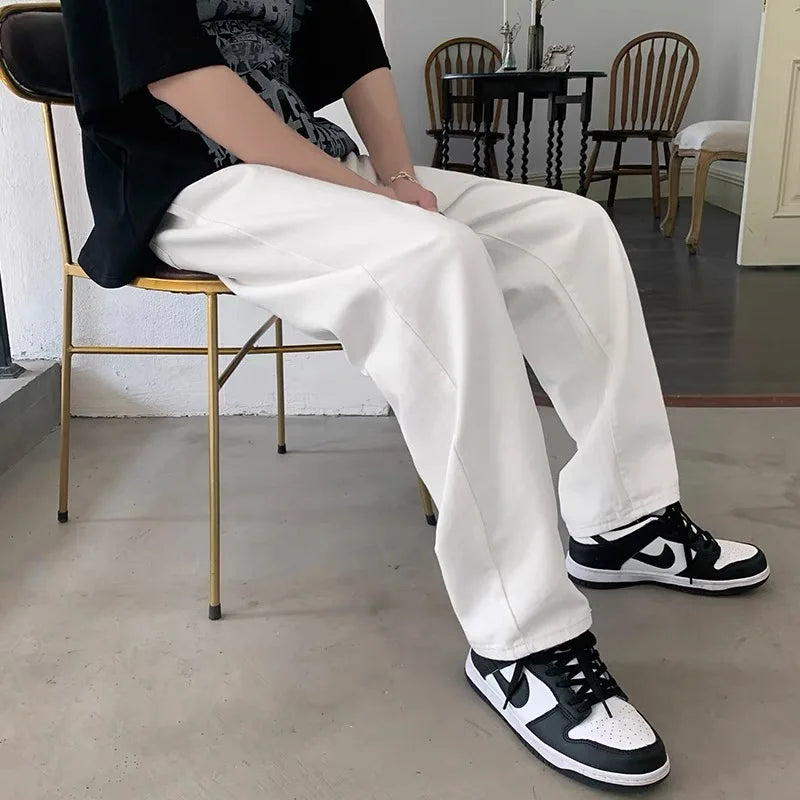 White Jeans Men Fashion Casual Wide Leg Jeans Men Streetwear Loose Hip-hop Straight Denim Pants Mens jean Trousers M-3XL Street King Limited