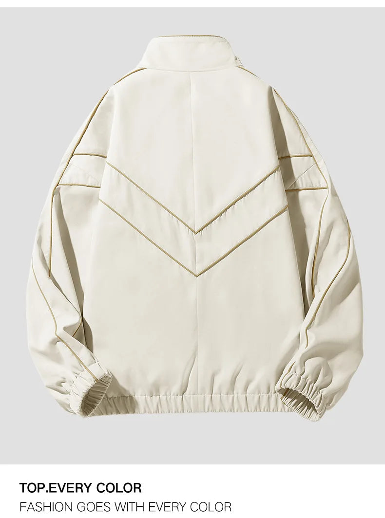 mens casual jackets oversized outdoor stand collar baseball coat spring casual varsity coat running fashion windbreaker unisex unique default style 3832