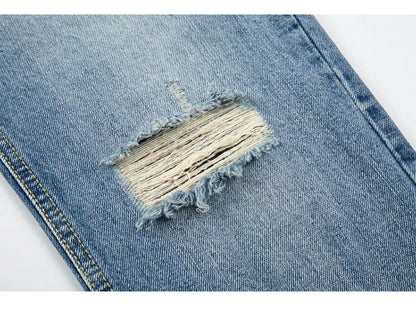 fashion ripped destroied jeans trousers distressed biker jeans with stars high street slim pants joggers denim jeans for men unique joggers style 2254