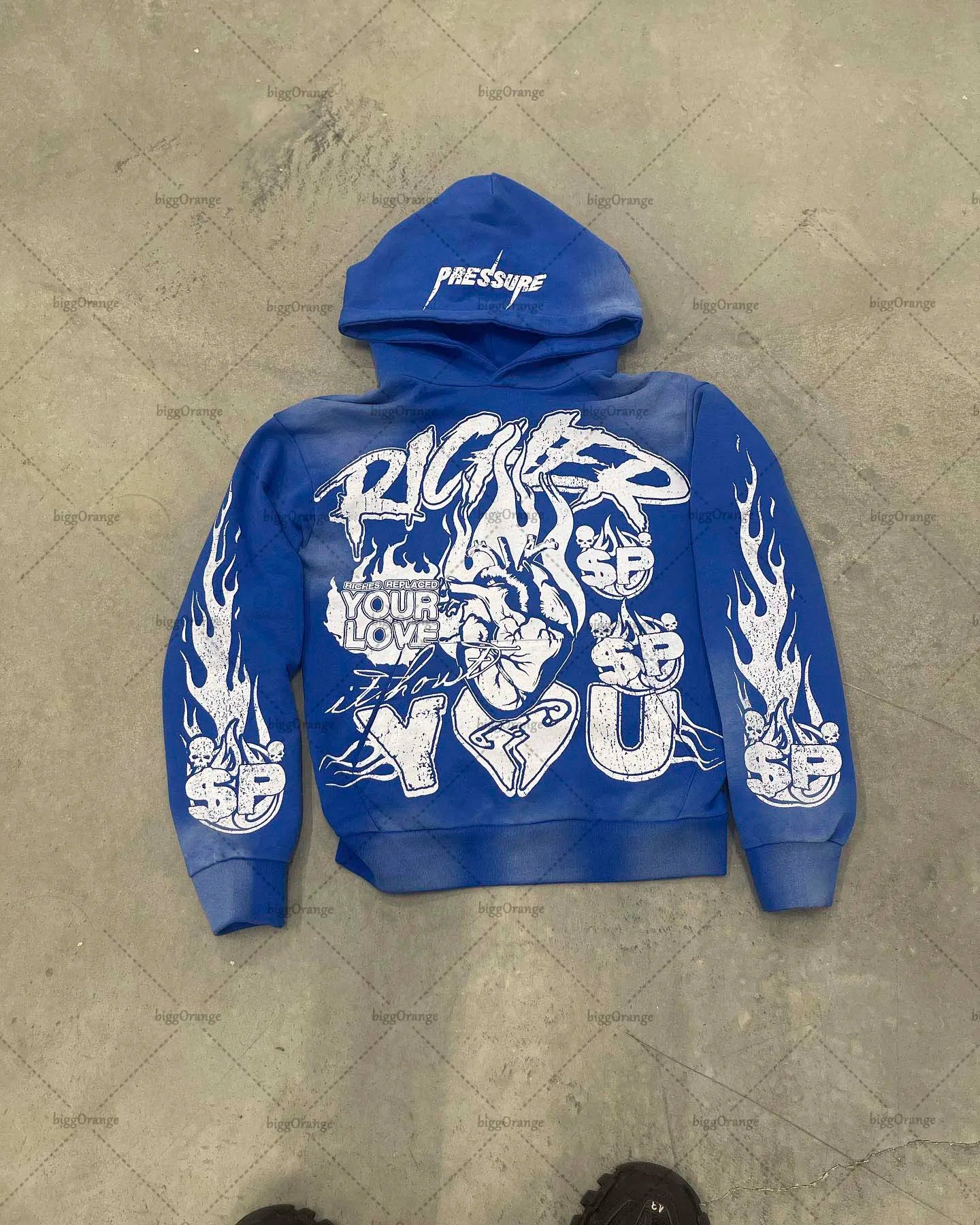 American 2023 New Color Letter Gothic Print Oversized Hoodie Women's Y2K High Street Hip-Hop Loose Pullover Sweatshirt Women's Street King Limited