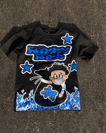 American cartoon letter pattern printed oversized round T-shirt men's Y2K street hip-hop versatile loose short-sleeved top Street King Limited