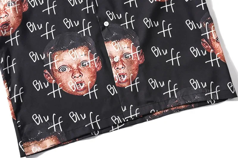 Dark Icon Bluff Boy Full Printing Hip Hop Shirt Street Summer Short Sleeved Men's Shirts Streetwear Clothing Street King Limited