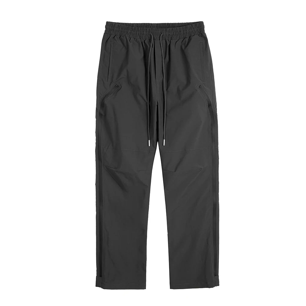 y2k pantalones hombre front two long zipper drawstring trousers unisex vibe style solid baggy cargo pants oversized overalls unique cargo style 619