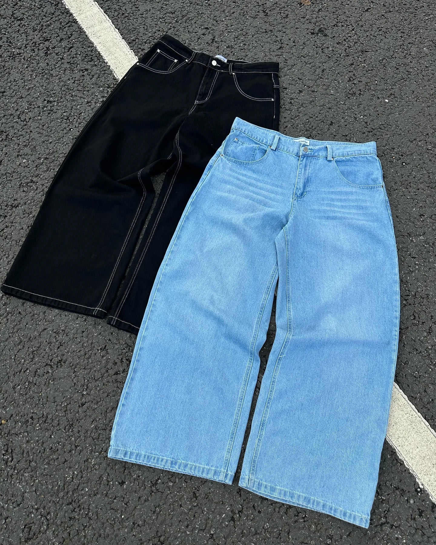 Y2K Retro American Personality Design Fashionable Loose Straight Jeans Men Street Hip-hop Harajuku All-match Floor Mopping Pants Street King Limited