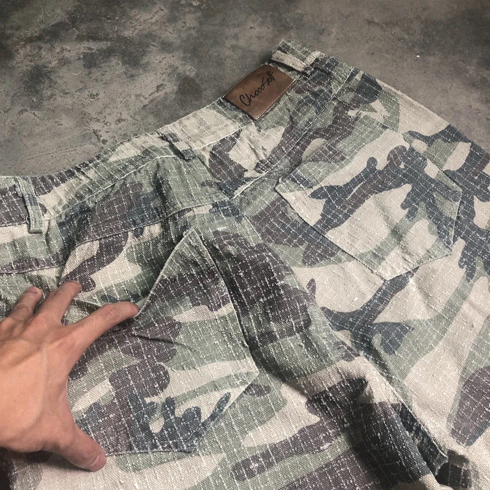 frog drift fashion american style streetwear camouflage cargo pants vintage clothing loose cotton trousers for men unisex unique cargo style 5133