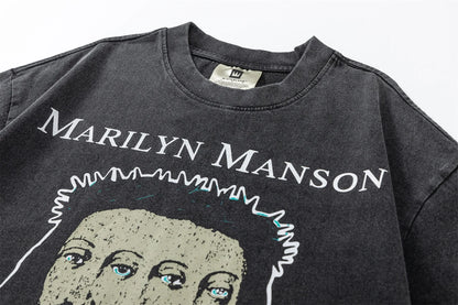 Summer Retro Vintage Rock Band Tee Portrait Print Cotton High-Street Casual Loose T-Shirt For Men Street King Limited