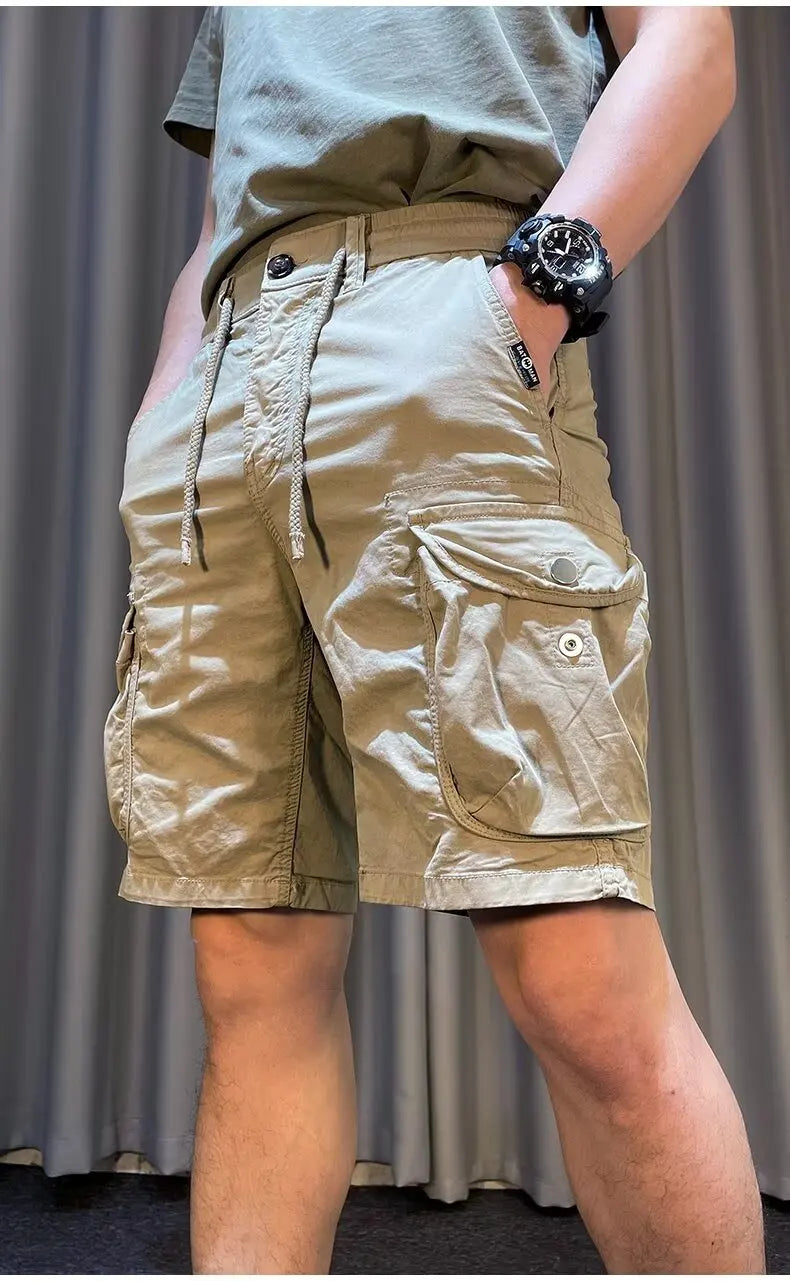 Men Trend Cargo Shorts Cotton High Quality Hot Sale Hip Hop Punk Wash Military Multi-pocket Casual Male's Outdoor Straight Short Street King Limited