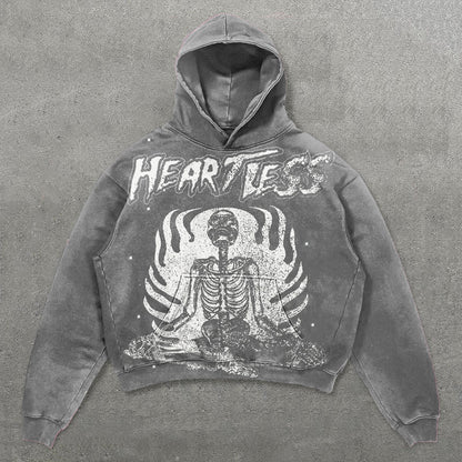 Harajuku Oversized Diamond skull Print Streetwear Hoodie Vintage Streetwear Tops Sweatshirt Goth Hoodies Women Y2k Clothes Street King Limited
