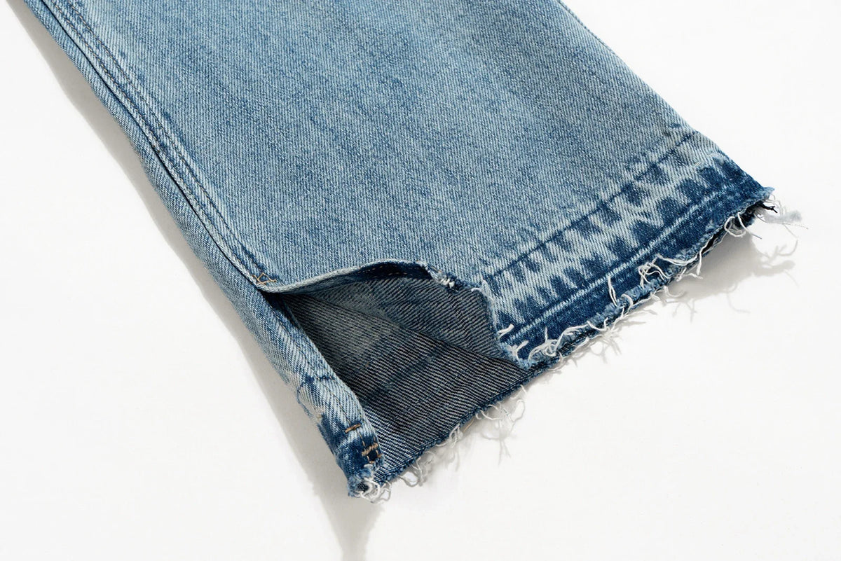 streetwear ropa hombre lightning pattern washed split jeans for men washed pocket baggy casual denim trousers oversized cargos 1 unique cargo style 638